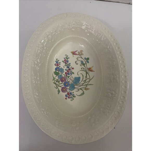 Wedgwood Wellesley Pattern Oval Serving Bowl White With Floral Design 13" - Picture 2 of 8